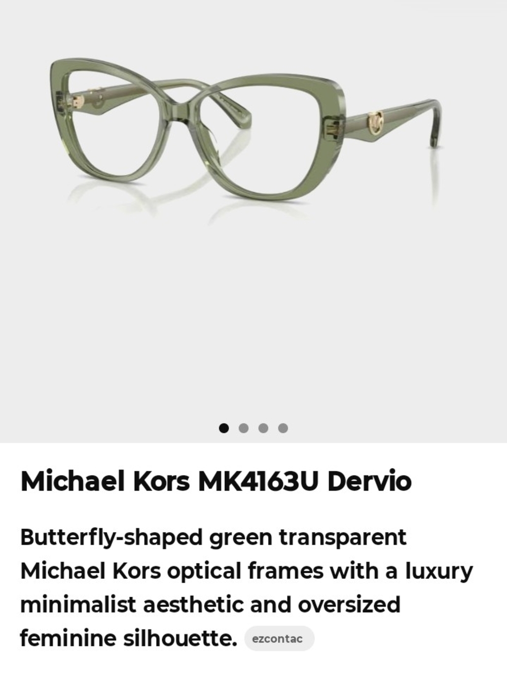 Michael Kors Dervio Women's Translucent Green Acetate MK Logo Frame - Picture 5 of 9